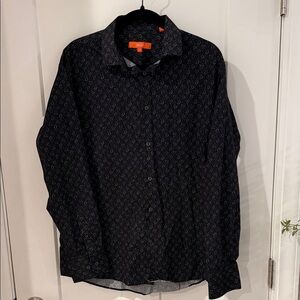 Men’s TALLIA Black Paisley Button Down Shirt